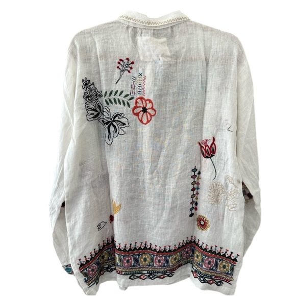 Johnny Was 100% linen embroidered blouse NEW - Picture 13 of 15